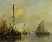 Antonie Waldorp Fishing Boats on Calm Water oil painting on canvas